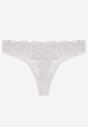 Jasnoszare Koronkowe Majtki Stringi z Bawełny Venalora