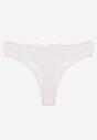 Białe Koronkowe Majtki Stringi z Bawełny Venalora