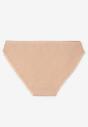 Beżowe Bawełniane Majtki Typu Figi z Koronką i Kokardą Zeteria