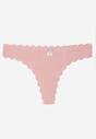 Ciemnoróżowe Bawełniane Majtki Stringi z Prążkowanej Tkaniny Eziane