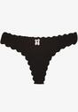 Czarne Bawełniane Majtki Stringi z Prążkowanej Tkaniny Eziane