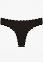 Czarne Bawełniane Majtki Stringi z Prążkowanej Tkaniny Eziane