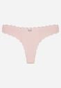 Jasnoróżowe Bawełniane Majtki Stringi z Prążkowanej Tkaniny Eziane