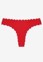 Czerwone Bawełniane Majtki Stringi z Prążkowanej Tkaniny Eziane
