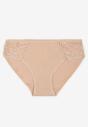 Beżowe Gładkie Majtki Figi z Bawełny Venessila