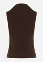 Ciemnobrązowy Bawełniany Top o Dopasowanym Kroju z Półgolfem Unarisa