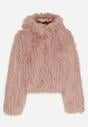 Różowa Kurtka Futerko na Suwak z Kapturem Zetale