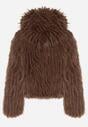 Brązowa Kurtka Futerko na Suwak z Kapturem Zetale