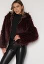 Bordowa Kurtka Futerko na Suwak z Kapturem Zetale