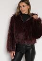 Bordowa Kurtka Futerko na Suwak z Kapturem Zetale