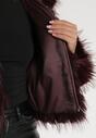 Bordowa Kurtka Futerko na Suwak z Kapturem Zetale