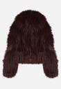 Bordowa Kurtka Futerko na Suwak z Kapturem Zetale
