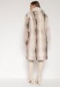 Biały Płaszcz Futro z Szerokim Kołnierzem i Kieszeniami Ezinda