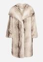 Biały Płaszcz Futro z Szerokim Kołnierzem i Kieszeniami Ezinda