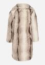 Biały Płaszcz Futro z Szerokim Kołnierzem i Kieszeniami Ezinda