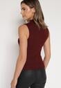 Bordowy Bawełniany Top o Dopasowanym Kroju z Półgolfem Unarisa