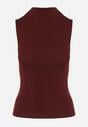 Bordowy Bawełniany Top o Dopasowanym Kroju z Półgolfem Unarisa