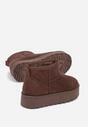 Brązowe Wsuwane Śniegowce z Imitacji Zamszu na Platformie Tusanala