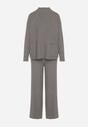 Szary Sweterkowy Komplet Sweter z Półgolfem i Szerokie Spodnie Alatusa
