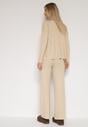 Beżowy Sweterkowy Komplet Sweter z Półgolfem i Szerokie Spodnie Alatusa