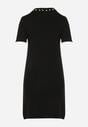 Czarna Trapezowa Sukienka Sweterkowa Ozdobiona Perełkami Eletusa