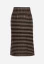 Czarno-Beżowa Ołówkowa Tweedowa Spódnica w Kraciasty Wzór z Guzikami Anitusa