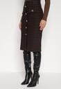 Czarna Ołówkowa Tweedowa Spódnica w Kraciasty Wzór z Guzikami Anitusa