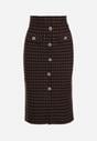 Czarna Ołówkowa Tweedowa Spódnica w Kraciasty Wzór z Guzikami Anitusa
