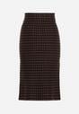 Czarna Ołówkowa Tweedowa Spódnica w Kraciasty Wzór z Guzikami Anitusa