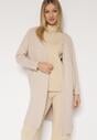 Beżowy Klasyczny Niezapinany Kardigan Elitusa