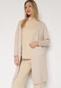 Beżowy Klasyczny Niezapinany Kardigan Elitusa