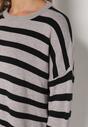 Czarno-Szary Sweter o Kroju Oversize z Motywem Pasków Irtusa