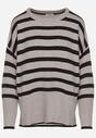 Czarno-Szary Sweter o Kroju Oversize z Motywem Pasków Irtusa