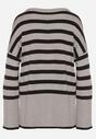 Czarno-Szary Sweter o Kroju Oversize z Motywem Pasków Irtusa