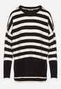 Biało-Czarny Sweter o Kroju Oversize z Motywem Pasków Irtusa