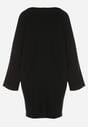 Czarna Sweterkowa Sukienka o Kroju Oversize z Cyrkoniami Tusalia