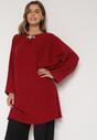 Czerwona Sweterkowa Sukienka o Kroju Oversize z Cyrkoniami Tusalia