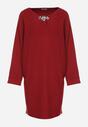 Czerwona Sweterkowa Sukienka o Kroju Oversize z Cyrkoniami Tusalia