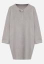 Szara Sweterkowa Sukienka o Kroju Oversize z Cyrkoniami Tusalia