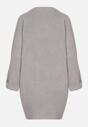 Szara Sweterkowa Sukienka o Kroju Oversize z Cyrkoniami Tusalia