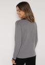 Szary Sweter Ozdobiony Paskami i Aplikacją Tusanne