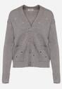 Szary Rozpinany Kardigan w Kropki Tusvanea