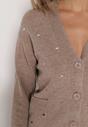 Beżowy Rozpinany Kardigan w Kropki Tusvanea