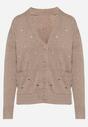 Beżowy Rozpinany Kardigan w Kropki Tusvanea