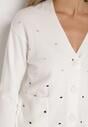 Biały Rozpinany Kardigan w Kropki Tusvanea