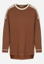 Brązowy Sweter z Bawełną i Metaliczną Nicią Tusima