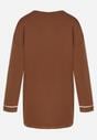 Brązowy Sweter z Bawełną i Metaliczną Nicią Tusima