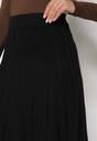 Czarna Rozkloszowana Plisowana Spódnica Dzianinowa Tussana