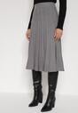 Szara Rozkloszowana Plisowana Spódnica Dzianinowa Tussana