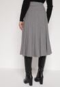 Szara Rozkloszowana Plisowana Spódnica Dzianinowa Tussana